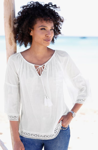 Baumwoll bluse mit - *, baumwoll-bluse