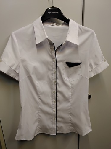 Damenbluse weiss mit dunklen - damenbluse,
